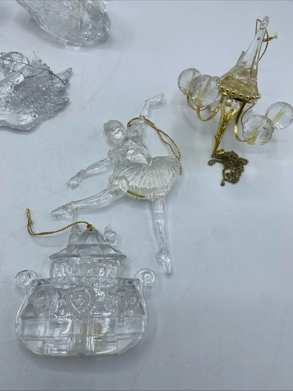 Clear Acrylic Christmas Tree Ornaments Holiday Humming Swan Birds Flower Noah’s